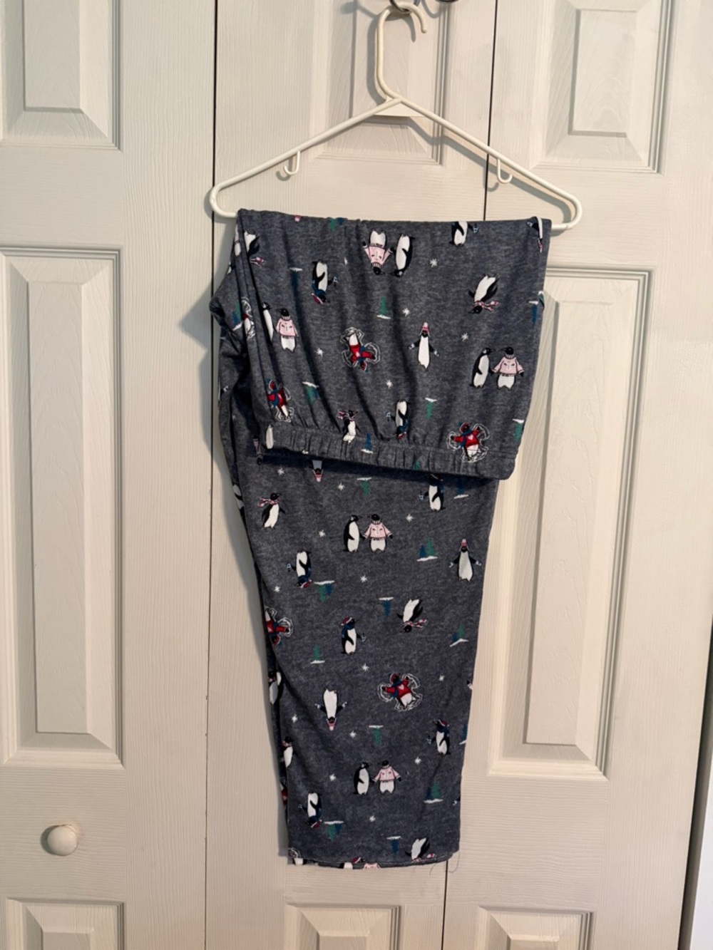 Cozy Gray Penguin Print Pajama Pants